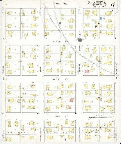 Sanborn Fire Insurance Map from Cedar Falls, Black Hawk County, Iowa (1916), Sheet #0006 - Historic Sanborn Fire Insurance Map Print