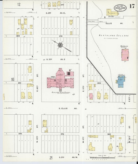 Sanborn Fire Insurance Map from Ashland, Ashland County, Wisconsin (1909), Sheet #0017 - Historic Sanborn Fire Insurance Map Print, vintage old map wall art, antique decor, genealogy gift, Wisconsin Wisconsin map