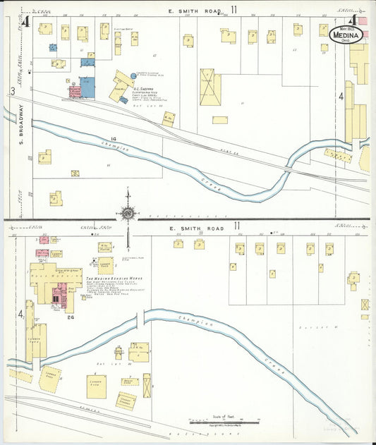 Sanborn Fire Insurance Map from Medina, Medina County, Ohio (1923), Sheet #0004 - Historic Sanborn Fire Insurance Map Print, vintage old map wall art, antique decor, genealogy gift, Ohio Ohio map