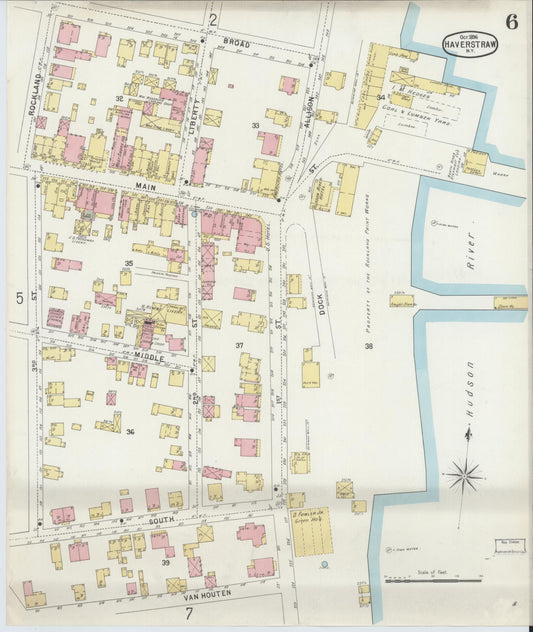Sanborn Fire Insurance Map from Haverstraw, Rockland County, New York (1896), Sheet #0006 - Historic Sanborn Fire Insurance Map Print, vintage old map wall art, antique decor, genealogy gift, New York New York map