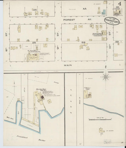 Sanborn Fire Insurance Map from Frankfort, Benzie County, Michigan (1885), Sheet #0004 - Complete Map Set gallery image, historic Sanborn map, vintage wall art, Michigan Michigan
