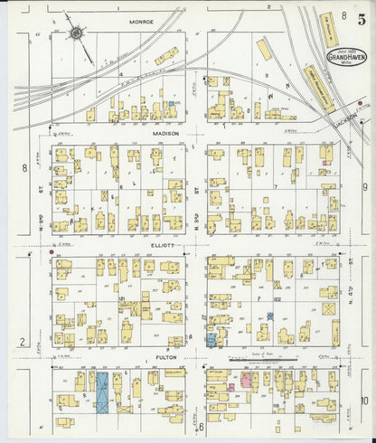 Sanborn Fire Insurance Map from Grand Haven, Ottawa County, Michigan (1920), Sheet #0005 - Complete Map Set gallery image, historic Sanborn map, vintage wall art, Michigan Michigan
