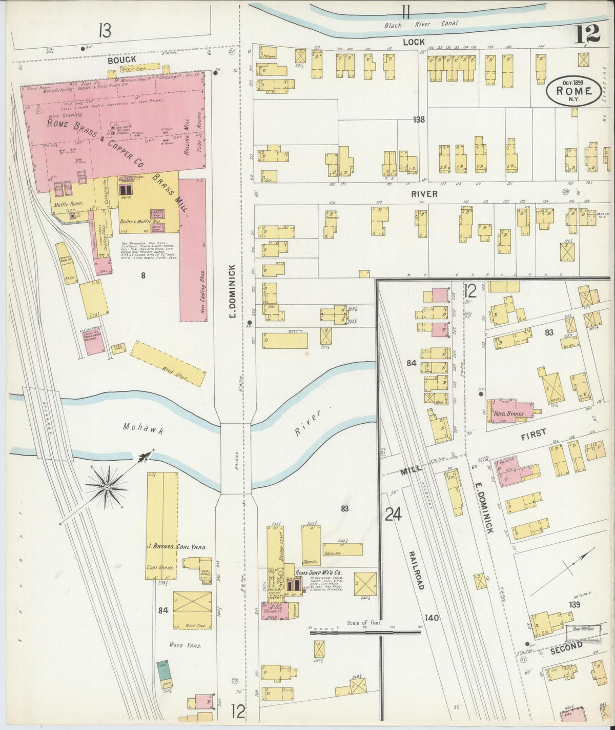 Sanborn Fire Insurance Map from Rome, Oneida County, New York (1899), Sheet #0012 - Complete Map Set gallery image, historic Sanborn map, vintage wall art, New York New York