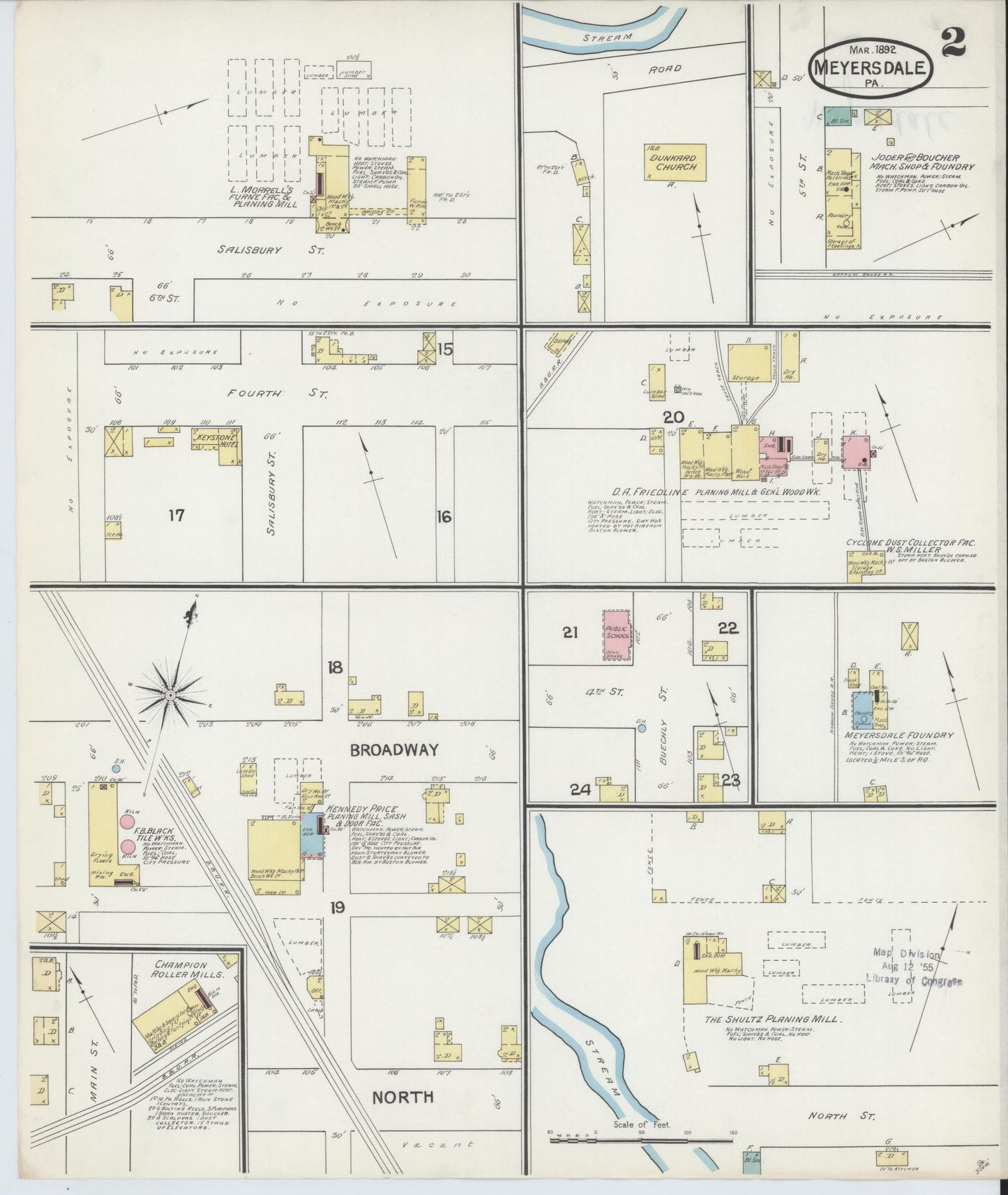 Sanborn Fire Insurance Map from Meyersdale, Somerset County, Pennsylvania (1892), Sheet #0002 - Complete Map Set gallery image, historic Sanborn map, vintage wall art, Pennsylvania Pennsylvania