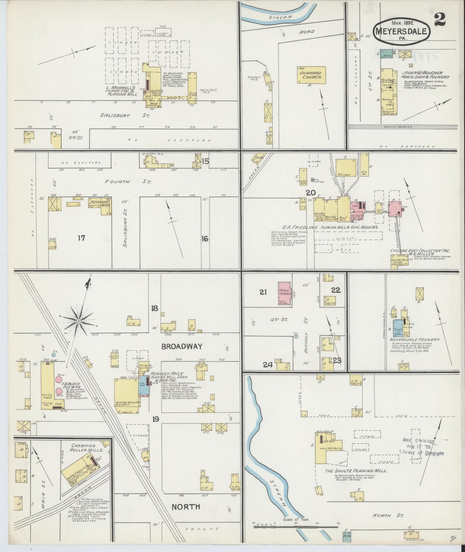 Sanborn Fire Insurance Map from Meyersdale, Somerset County, Pennsylvania (1892), Sheet #0002 - Complete Map Set gallery image, historic Sanborn map, vintage wall art, Pennsylvania Pennsylvania