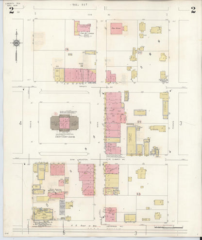 Sanborn Fire Insurance Map from Liberty, Liberty County, Texas (1945), Sheet #0002 - Complete Map Set gallery image, historic Sanborn map, vintage wall art, Texas Texas