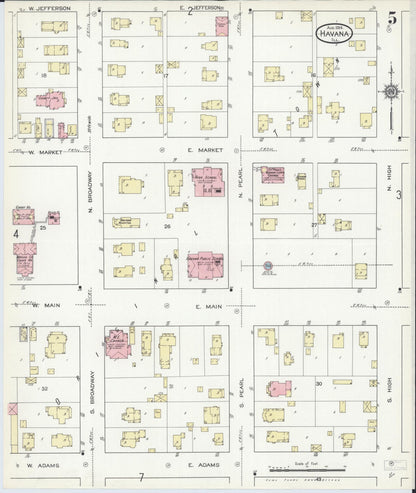 Sanborn Fire Insurance Map from Havana, Mason County, Illinois (1914), Sheet #0005 - Historic Sanborn Fire Insurance Map Print, vintage old map wall art, antique decor, genealogy gift, Illinois Illinois map