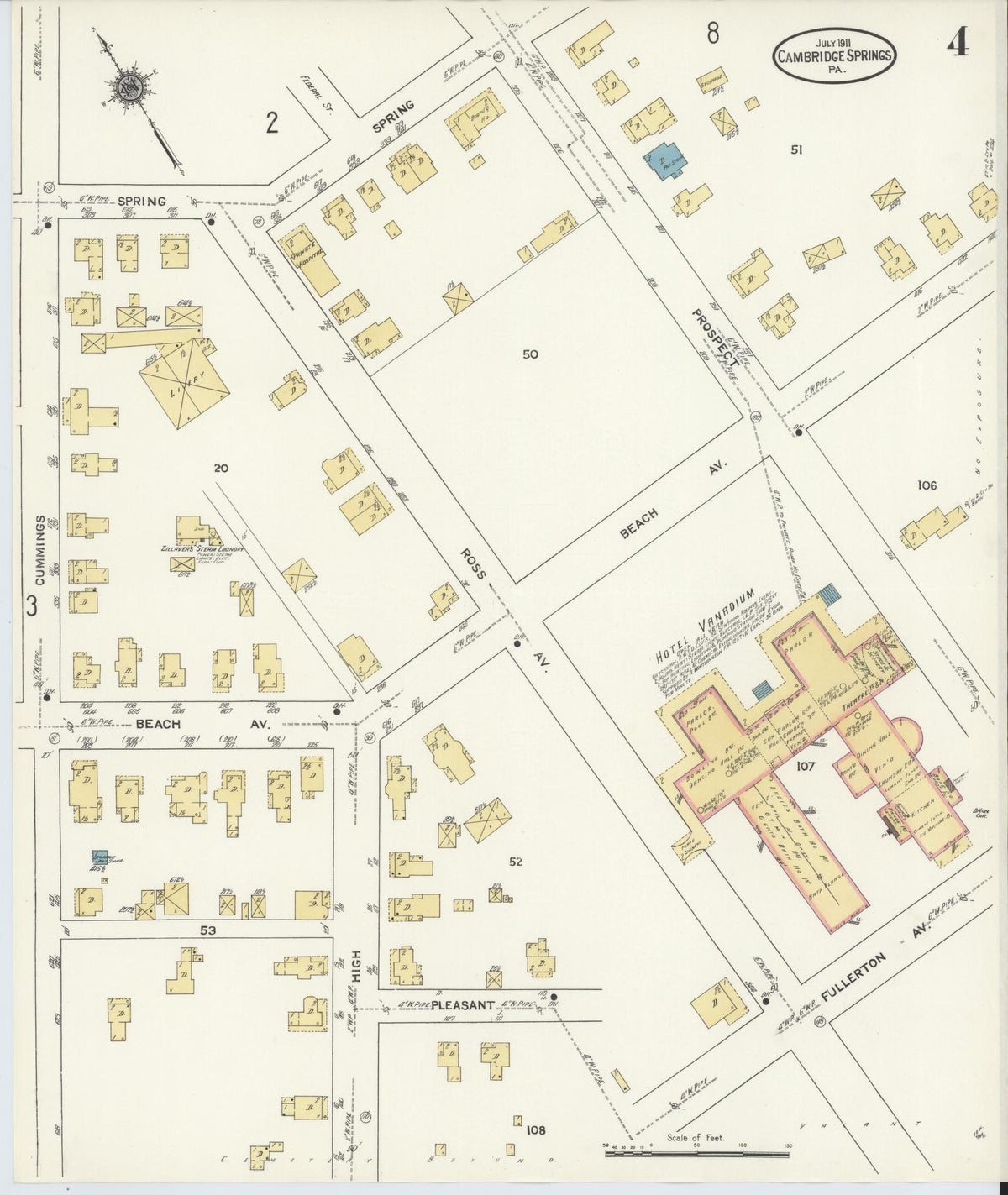 Sanborn Fire Insurance Map from Cambridge Springs, Crawford County, Pennsylvania (1911), Sheet #0004 - Complete Map Set gallery image, historic Sanborn map, vintage wall art, Pennsylvania Pennsylvania