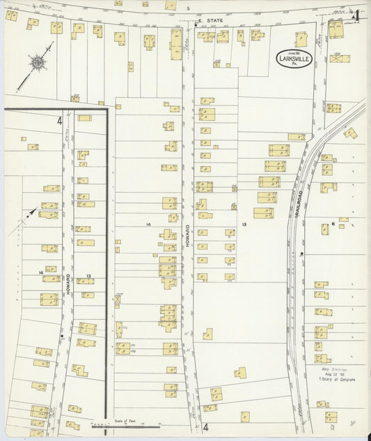Sanborn Fire Insurance Map from Larksville, Luzerne County, Pennsylvania (1911), Sheet #0004 - Historic Sanborn Fire Insurance Map Print, vintage old map wall art, antique decor, genealogy gift, Pennsylvania Pennsylvania map