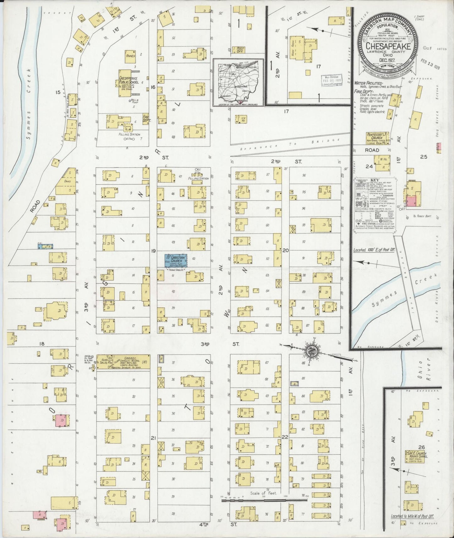 Sanborn Fire Insurance Map from Chesapeake, Lawrence County, Ohio (1927), Sheet #0001 - Historic Sanborn Fire Insurance Map Print, vintage old map wall art, antique decor, genealogy gift, Ohio Ohio map