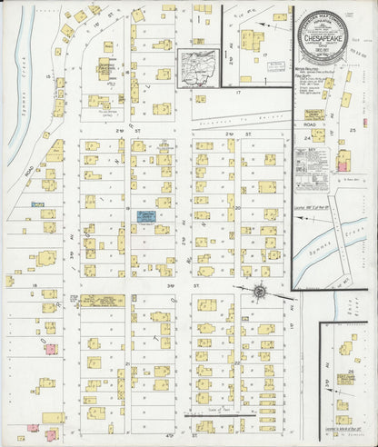 Sanborn Fire Insurance Map from Chesapeake, Lawrence County, Ohio (1927), Sheet #0001 - Historic Sanborn Fire Insurance Map Print, vintage old map wall art, antique decor, genealogy gift, Ohio Ohio map