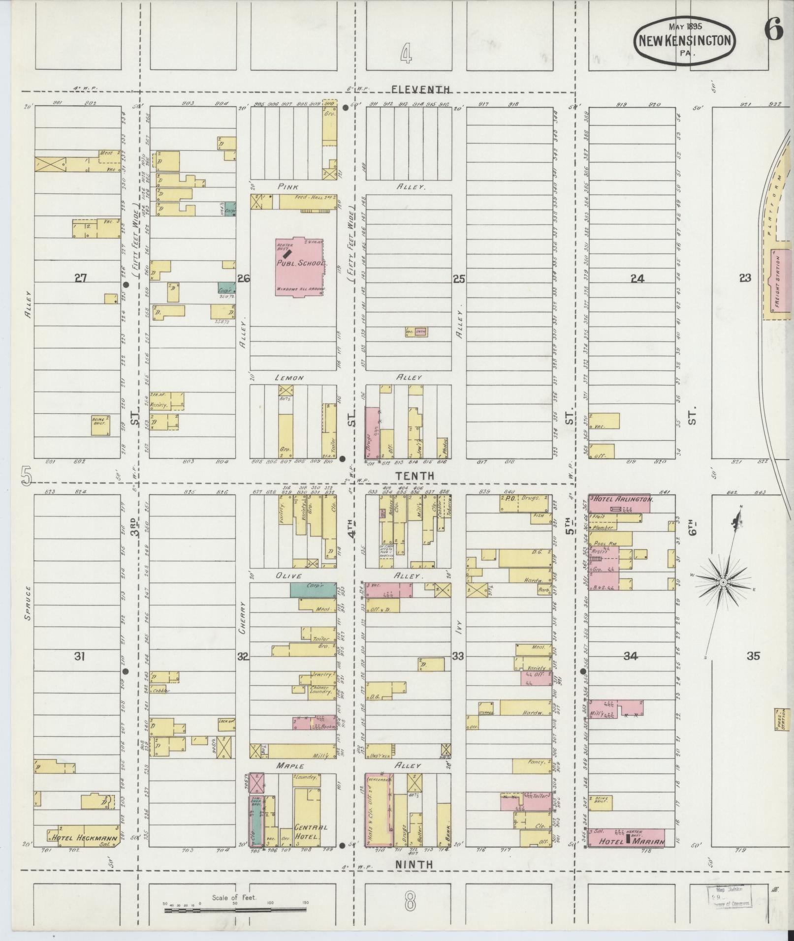 Sanborn Fire Insurance Map from New Kensington, Westmoreland County, Pennsylvania (1895), Sheet #0006 - Complete Map Set gallery image, historic Sanborn map, vintage wall art, Pennsylvania Pennsylvania