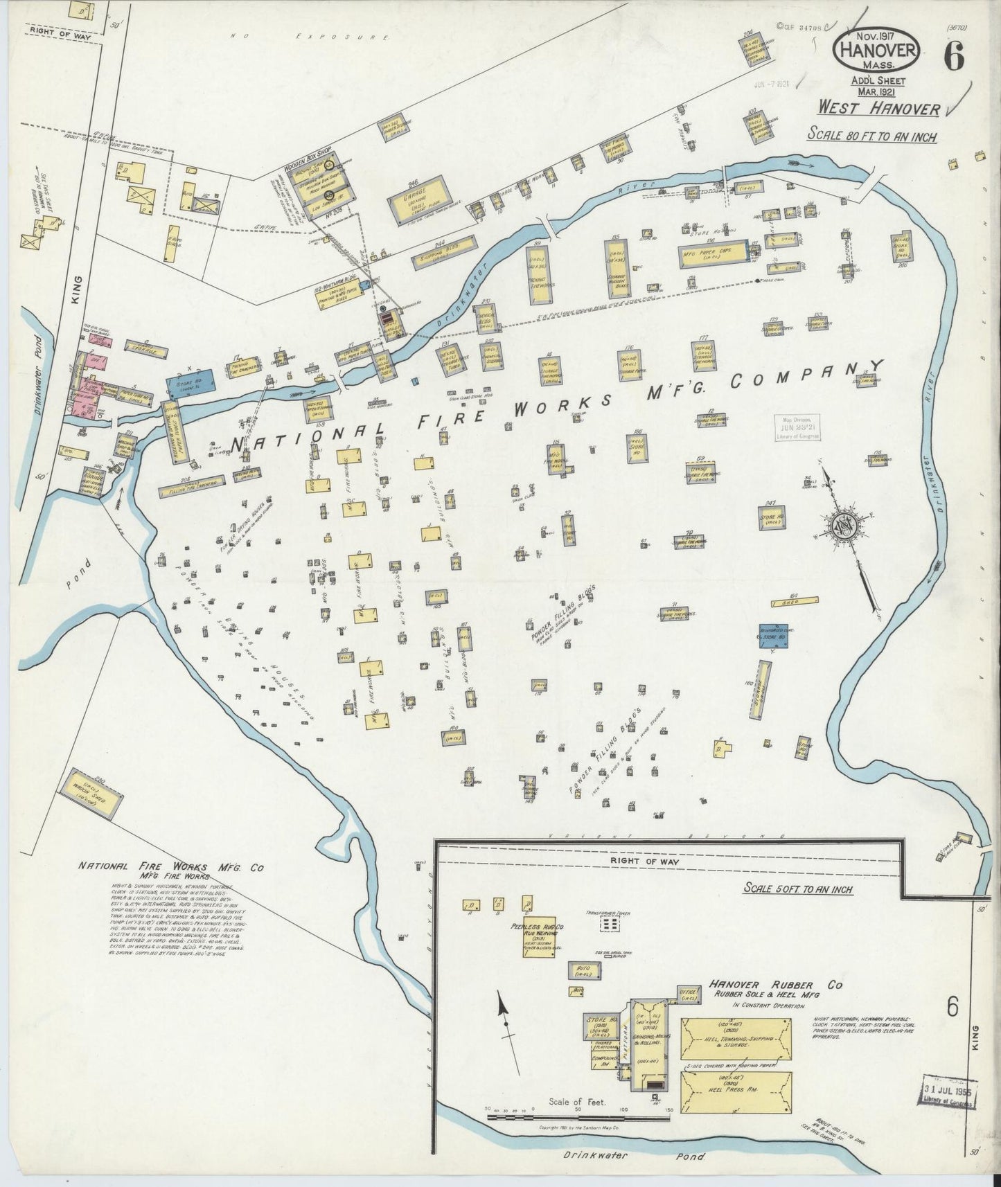 Sanborn Fire Insurance Map from Hanover, Plymouth County, Massachusetts (1917), Sheet #0006 - Complete Map Set gallery image, historic Sanborn map, vintage wall art, Massachusetts Massachusetts