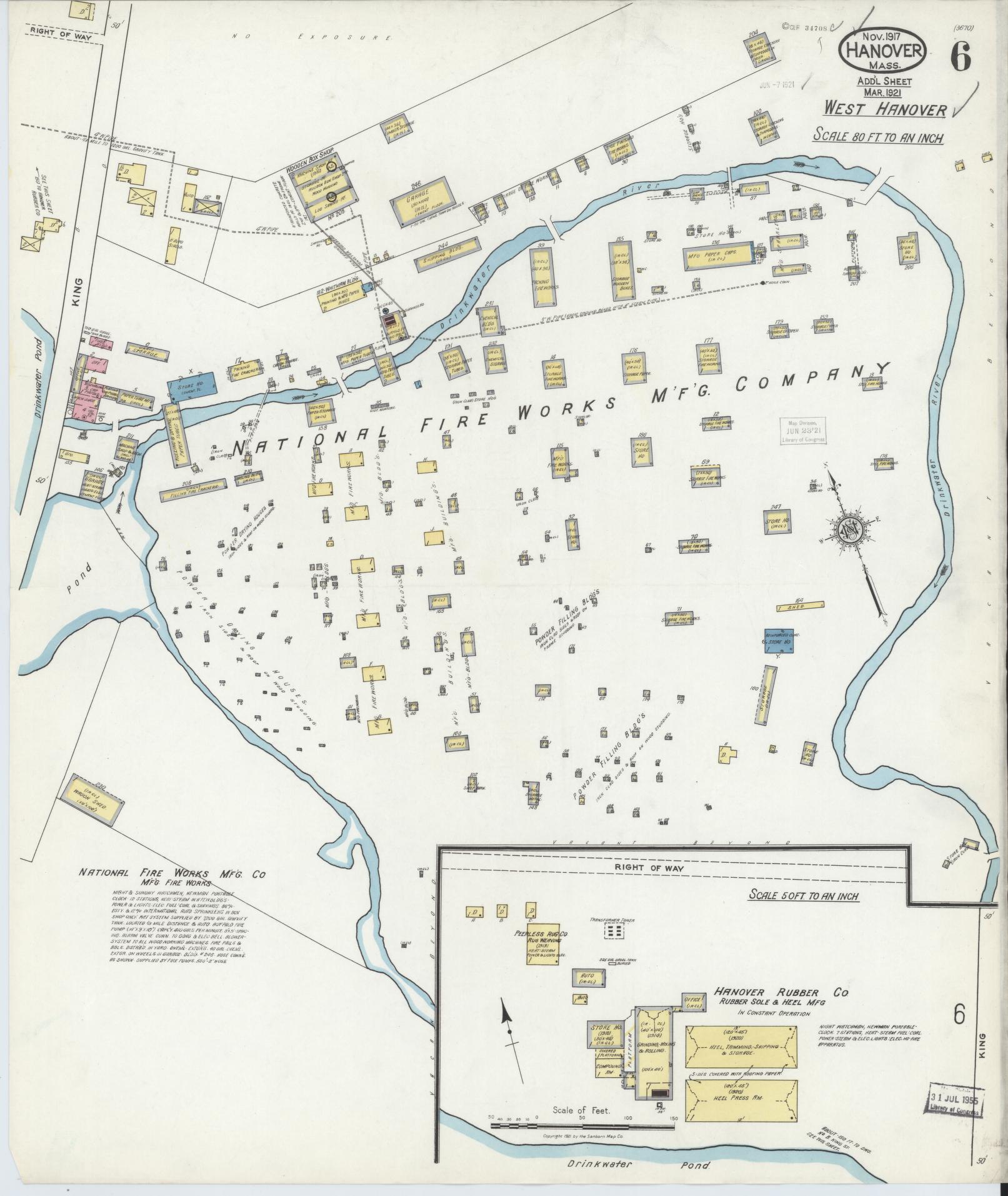 Sanborn Fire Insurance Map from Hanover, Plymouth County, Massachusetts (1917), Sheet #0006 - Complete Map Set gallery image, historic Sanborn map, vintage wall art, Massachusetts Massachusetts