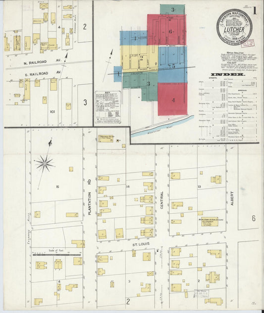 Sanborn Fire Insurance Map from Lutcher, Saint James Parish, Louisiana. (1909) – Historic Sanborn Fire Insurance Map Print