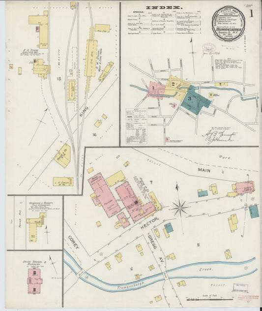 Sanborn Fire Insurance Map from Trumansburg, Tompkins County, New York (1893), Sheet #0001 - Historic Sanborn Fire Insurance Map Print, vintage old map wall art, antique decor, genealogy gift, New York New York map