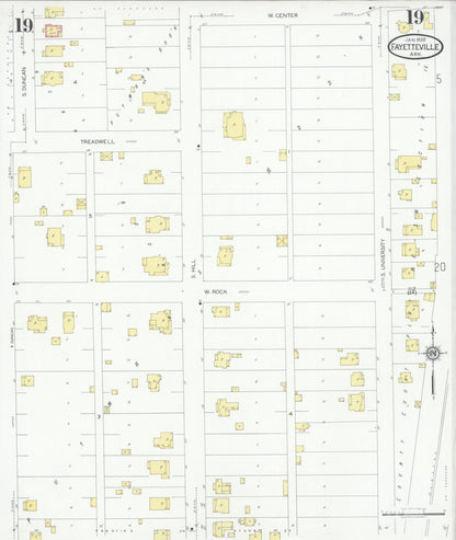 Sanborn Fire Insurance Map from Fayetteville, Washington County, Arkansas (1930), Sheet #0019 - Complete Map Set gallery image, historic Sanborn map, vintage wall art, Arkansas Arkansas