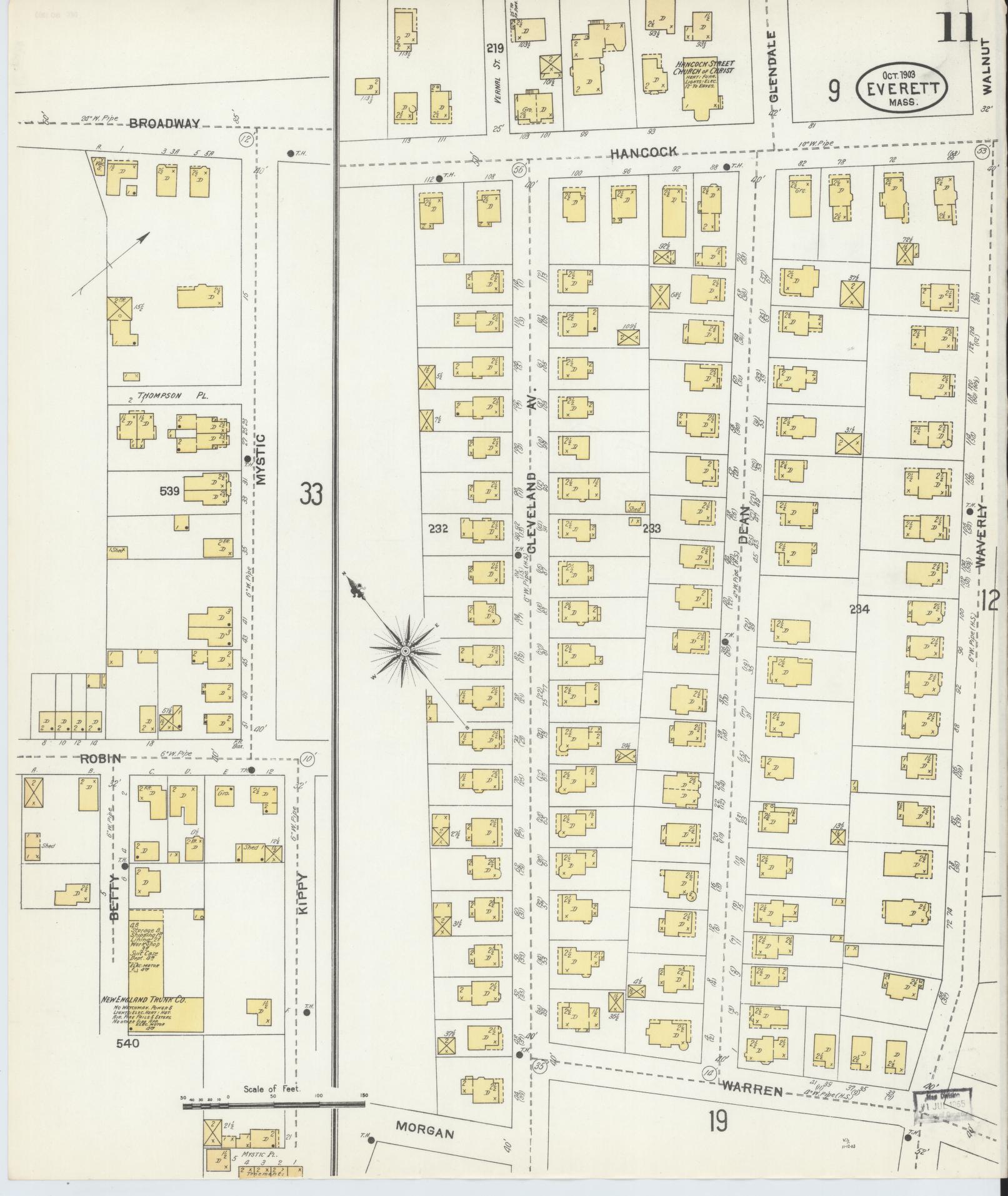 Sanborn Fire Insurance Map from Everett, Middlesex County, Massachusetts (1903), Sheet #0011 - Complete Map Set gallery image, historic Sanborn map, vintage wall art, Massachusetts Massachusetts