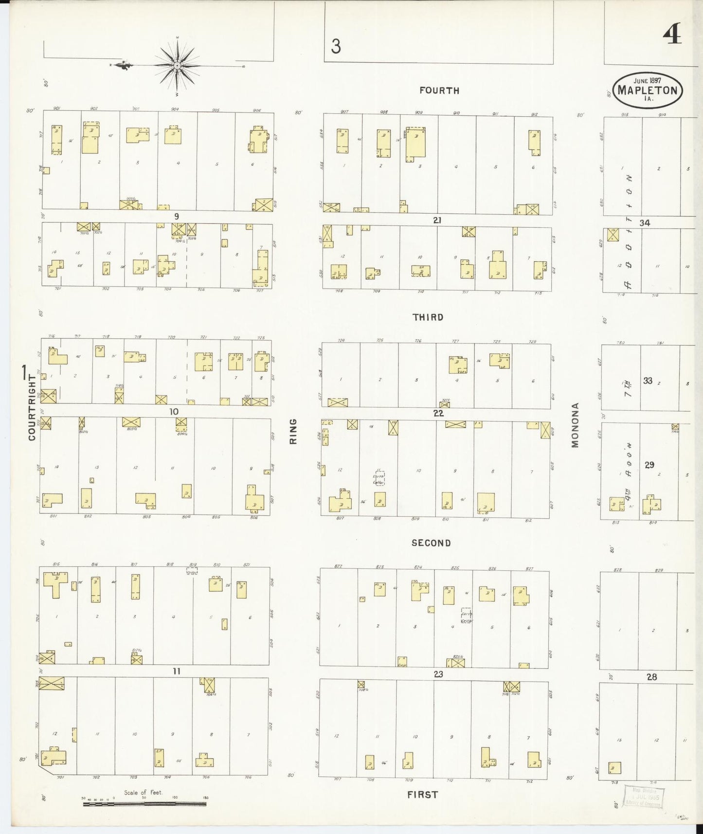 Sanborn Fire Insurance Map from Mapleton, Monona County, Iowa (1897), Sheet #0004 - Historic Sanborn Fire Insurance Map Print, vintage old map wall art