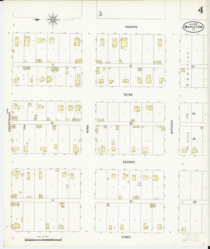 Sanborn Fire Insurance Map from Mapleton, Monona County, Iowa (1897), Sheet #0004 - Historic Sanborn Fire Insurance Map Print, vintage old map wall art