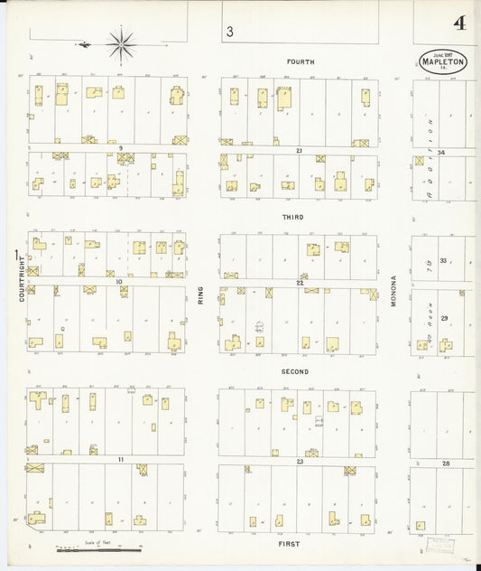 Sanborn Fire Insurance Map from Mapleton, Monona County, Iowa (1897), Sheet #0004 - Historic Sanborn Fire Insurance Map Print, vintage old map wall art