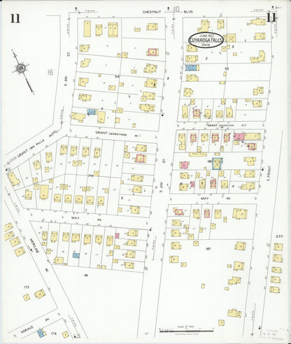 Sanborn Fire Insurance Map from Cuyahoga Falls, Summit County, Ohio (1927), Sheet #0011 - Historic Sanborn Fire Insurance Map Print, vintage old map wall art, antique decor, genealogy gift, Ohio Ohio map