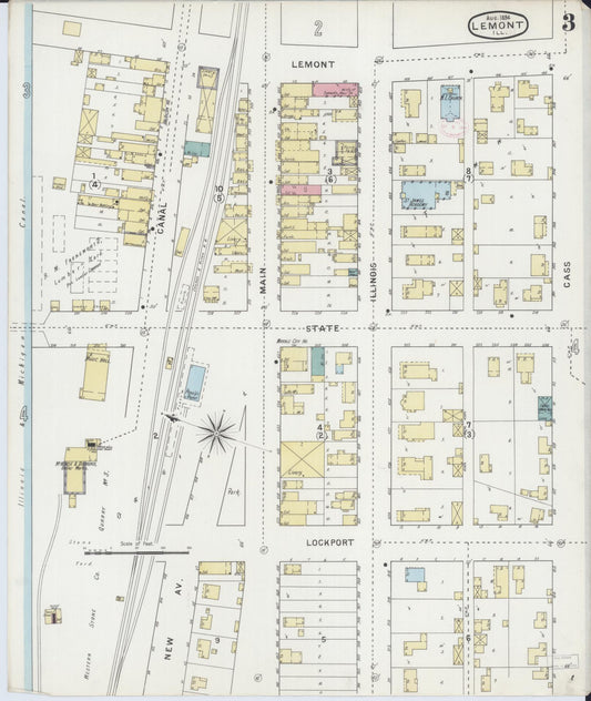 Sanborn Fire Insurance Map from Lemont, Cook County, Illinois (1894), Sheet #0003 - Historic Sanborn Fire Insurance Map Print, vintage old map wall art, antique decor, genealogy gift, Illinois Illinois map