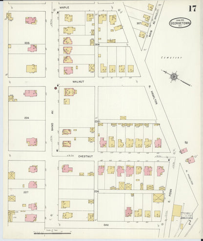 Sanborn Fire Insurance Map from Georgetown, Scott County, Kentucky (1912), Sheet #0017 - Complete Map Set gallery image, historic Sanborn map, vintage wall art, Kentucky Kentucky