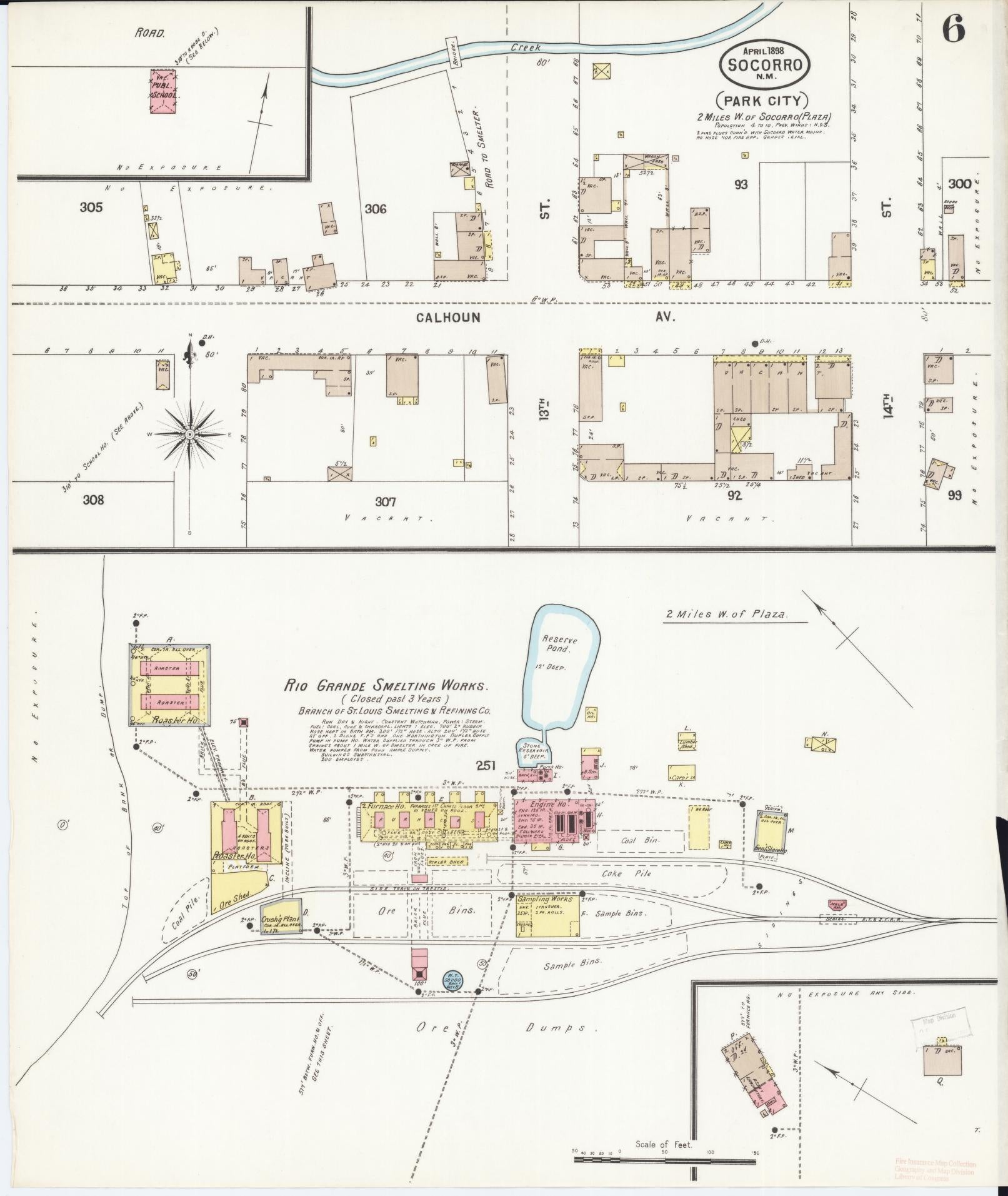 Sanborn Fire Insurance Map from Socorro, Socorro County, New Mexico (1898), Sheet #0006 - Historic Sanborn Fire Insurance Map Print, vintage old map wall art, antique decor, genealogy gift, New Mexico New Mexico map