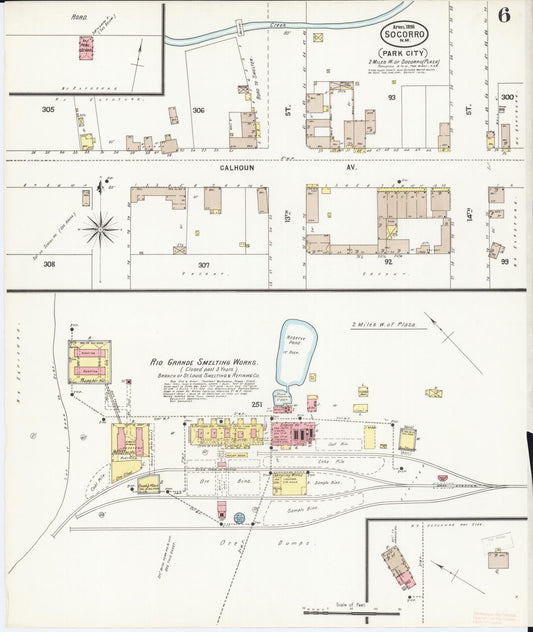 Sanborn Fire Insurance Map from Socorro, Socorro County, New Mexico (1898), Sheet #0006 - Historic Sanborn Fire Insurance Map Print, vintage old map wall art, antique decor, genealogy gift, New Mexico New Mexico map