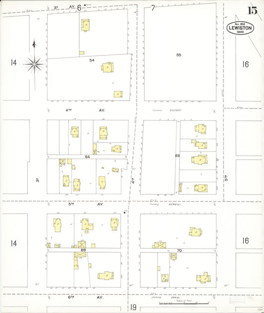Sanborn Fire Insurance Map from Lewiston, Nez Perce County, Idaho (1904), Sheet #0015 - Historic Sanborn Fire Insurance Map Print, vintage old map wall art, antique decor, genealogy gift, Idaho Idaho map