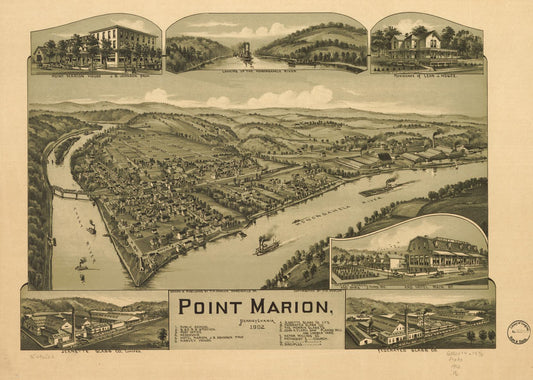 Point Marion, Pennsylvania 1902. (1902) – Historic Bird’s-Eye View Panorama Print