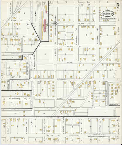 Sanborn Fire Insurance Map from Sanford, Seminole County, Florida (1917), Sheet #0007 - Complete Map Set gallery image, historic Sanborn map, vintage wall art, Florida Florida