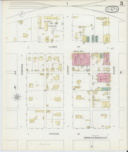 Sanborn Fire Insurance Map from Vinita, Craig County, Oklahoma (1896), Sheet #0003 - Complete Map Set gallery image, historic Sanborn map, vintage wall art, Oklahoma Oklahoma