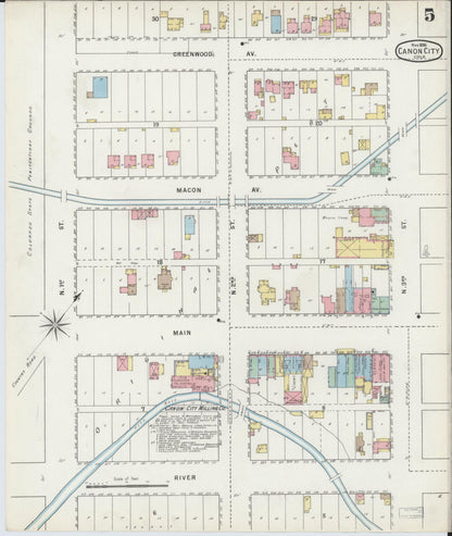 Sanborn Fire Insurance Map from Canon City, Fremont County, Colorado (1895), Sheet #0005 - Complete Map Set gallery image, historic Sanborn map, vintage wall art, Colorado Colorado