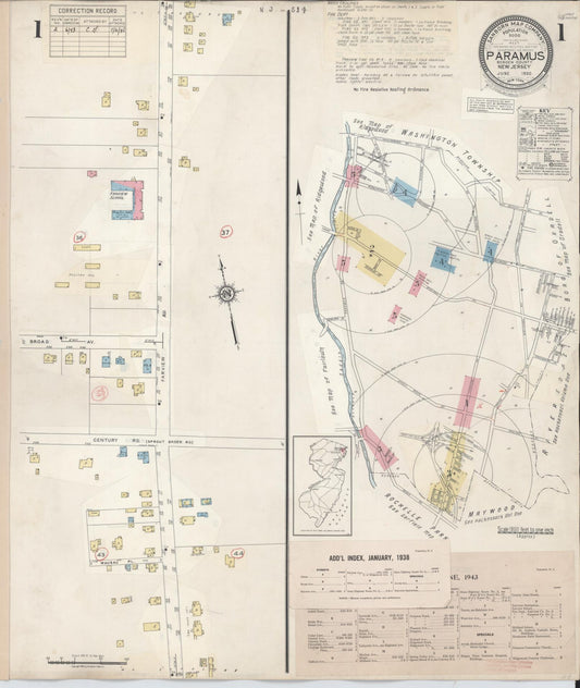 Sanborn Fire Insurance Map from Paramus, Bergen County, New Jersey. (1943) – Historic Sanborn Fire Insurance Map Print