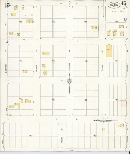 Sanborn Fire Insurance Map from Bandon, Coos County, Oregon (1931), Sheet #0015 - Historic Sanborn Fire Insurance Map Print, vintage old map wall art, antique decor, genealogy gift, Oregon Oregon map