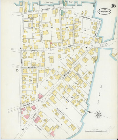 Sanborn Fire Insurance Map from Portsmouth, Rockingham County, New Hampshire (1904), Sheet #0016 - Complete Map Set gallery image, historic Sanborn map, vintage wall art, New Hampshire New Hampshire