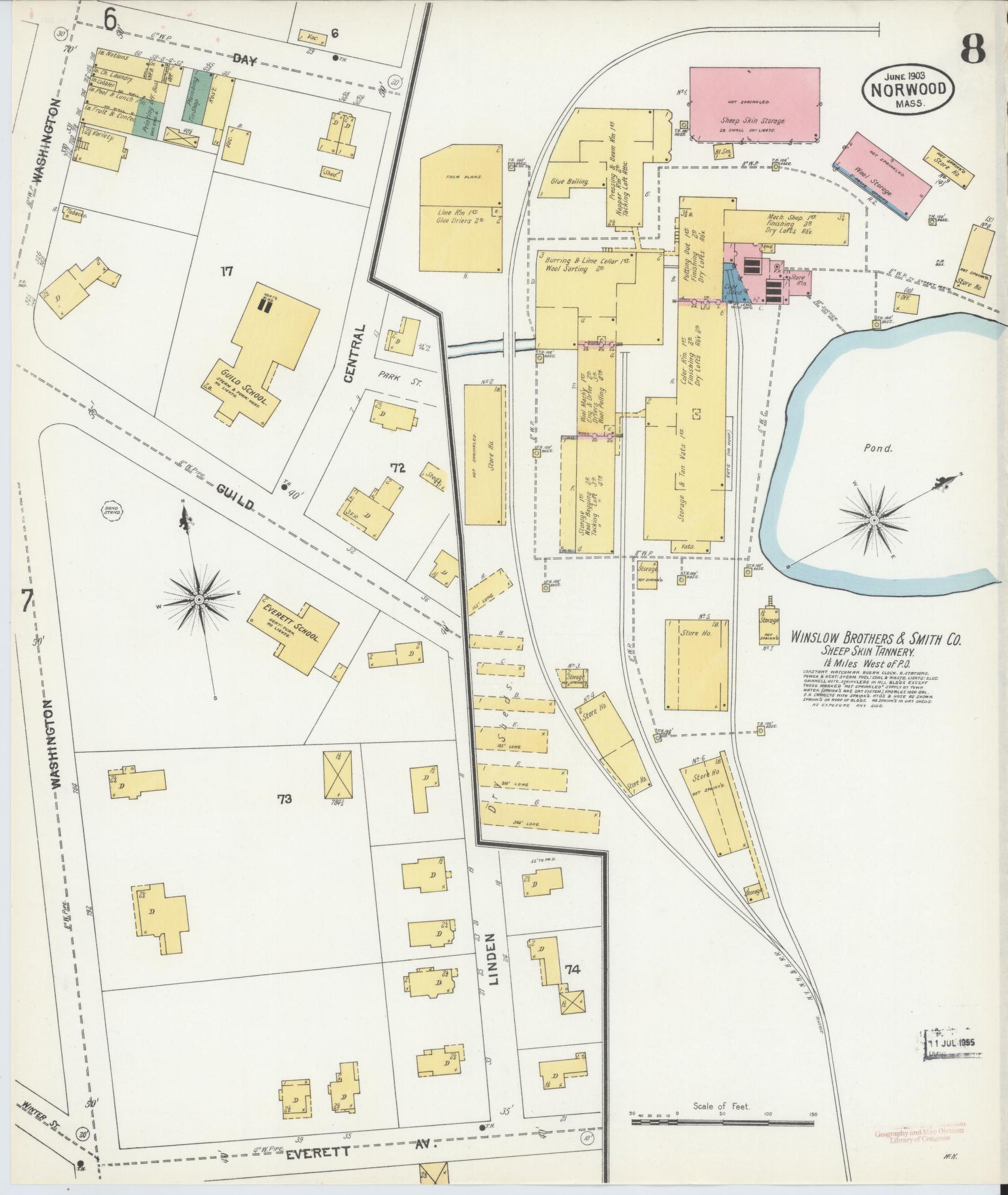 Sanborn Fire Insurance Map from Norwood, Norfolk County, Massachusetts (1903), Sheet #0008 - Complete Map Set gallery image, historic Sanborn map, vintage wall art, Massachusetts Massachusetts
