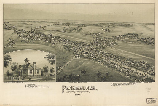 Pennsburgh, Montgomery County, Pennsylvania 1894. (1894) – Historic Bird’s-Eye View Panorama Print