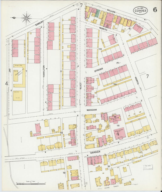 Sanborn Fire Insurance Map from Cohoes, Albany County, New York (1902), Sheet #0006 - Historic Sanborn Fire Insurance Map Print, vintage old map wall art, antique decor, genealogy gift, New York New York map