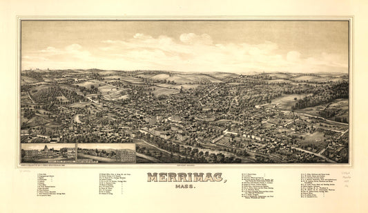 Merrimac, Mass. (1889) – Historic Bird’s-Eye View Panorama Print