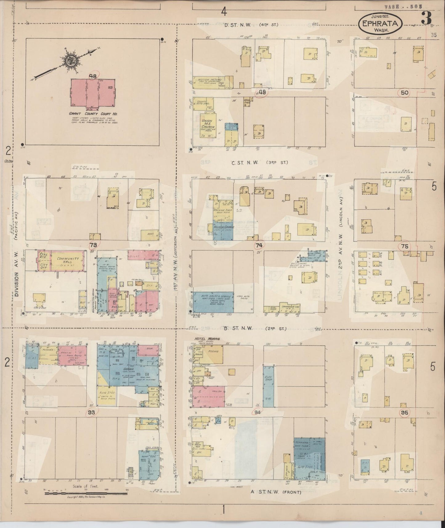 Sanborn Fire Insurance Map from Ephrata, Grant County, Washington (1944), Sheet #0003 - Complete Map Set gallery image, historic Sanborn map, vintage wall art, Washington Washington