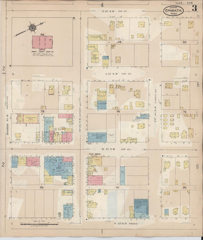 Sanborn Fire Insurance Map from Ephrata, Grant County, Washington (1944), Sheet #0003 - Complete Map Set gallery image, historic Sanborn map, vintage wall art, Washington Washington