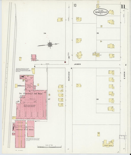 Sanborn Fire Insurance Map from Somerville, Somerset County, New Jersey (1910), Sheet #0011 - Historic Sanborn Fire Insurance Map Print, vintage old map wall art, antique decor, genealogy gift, New Jersey New Jersey map