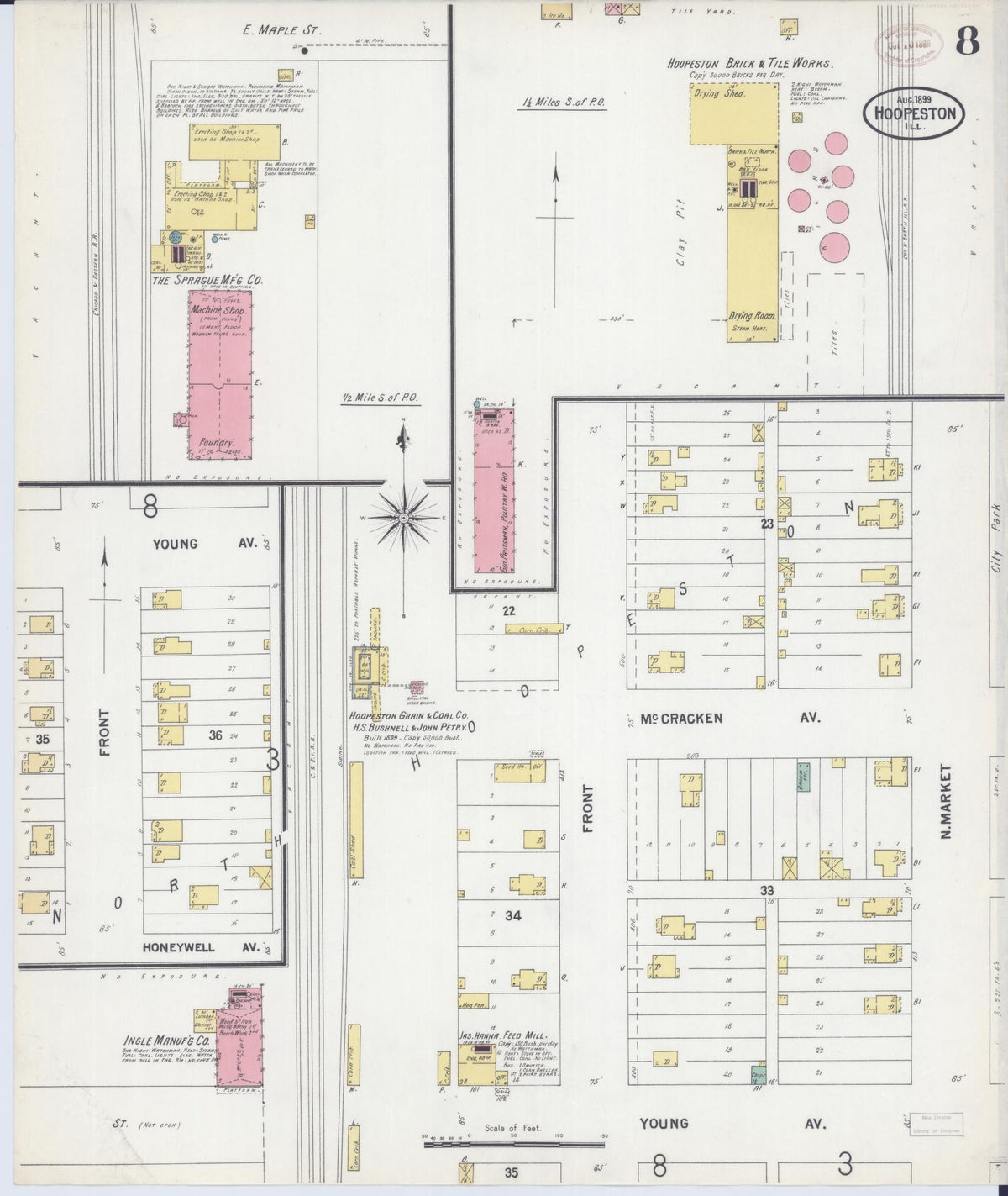 Sanborn Fire Insurance Map from Hoopeston, Vermilion County, Illinois (1899), Sheet #0008 - Complete Map Set gallery image, historic Sanborn map, vintage wall art, Illinois Illinois