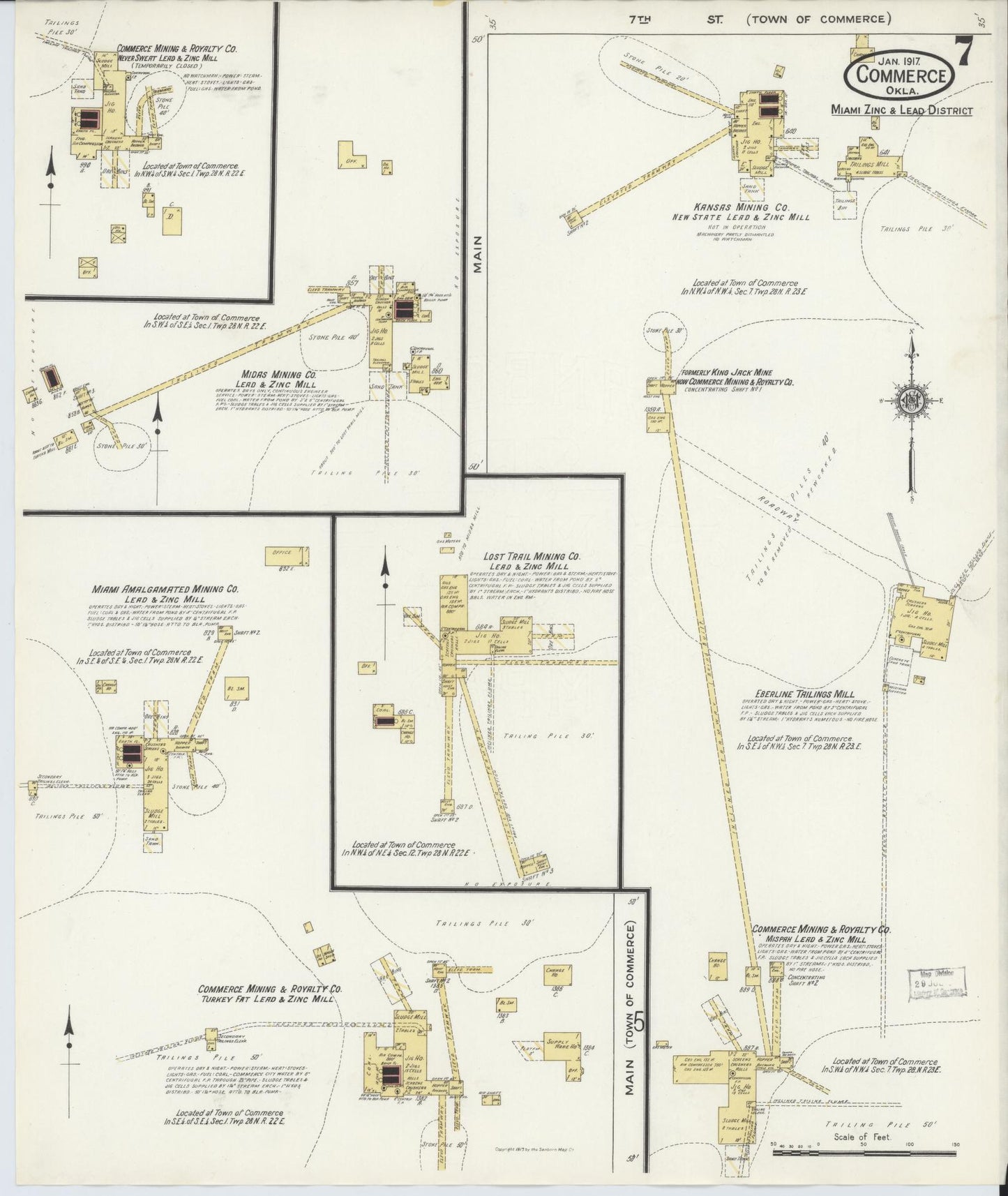 Sanborn Fire Insurance Map from Commerce, Ottawa County, Oklahoma (1917), Sheet #0007 - Complete Map Set gallery image, historic Sanborn map, vintage wall art, Oklahoma Oklahoma