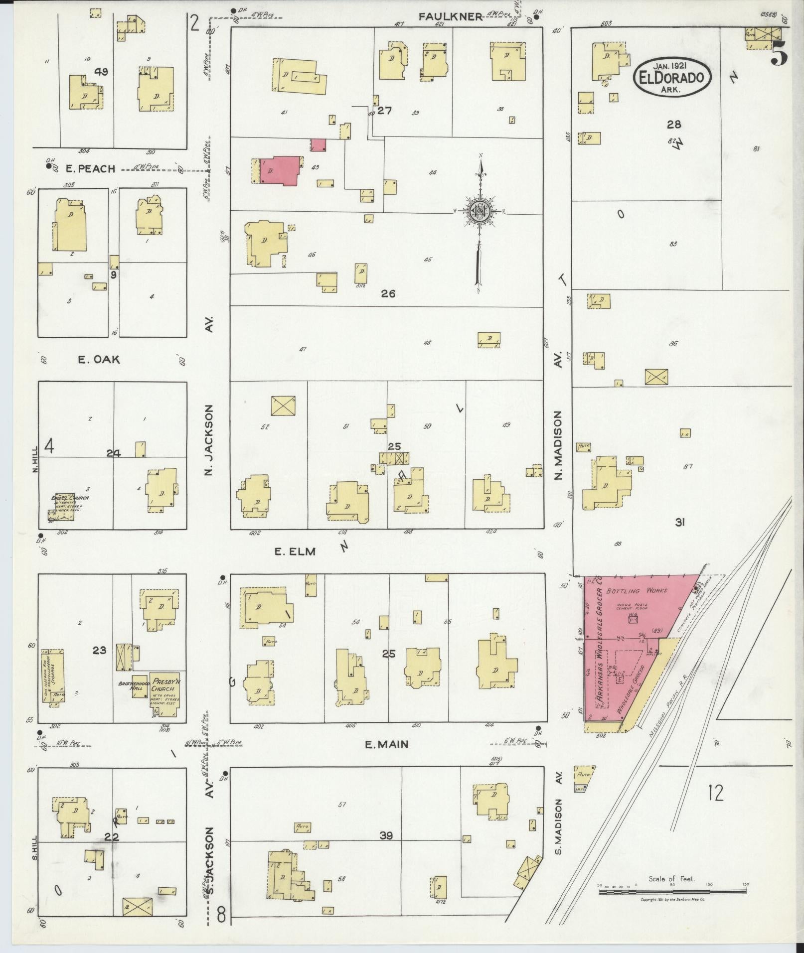 Sanborn Fire Insurance Map from El Dorado, Union County, Arkansas (1921), Sheet #0005 - Historic Sanborn Fire Insurance Map Print, vintage old map wall art, antique decor, genealogy gift, Arkansas Arkansas map