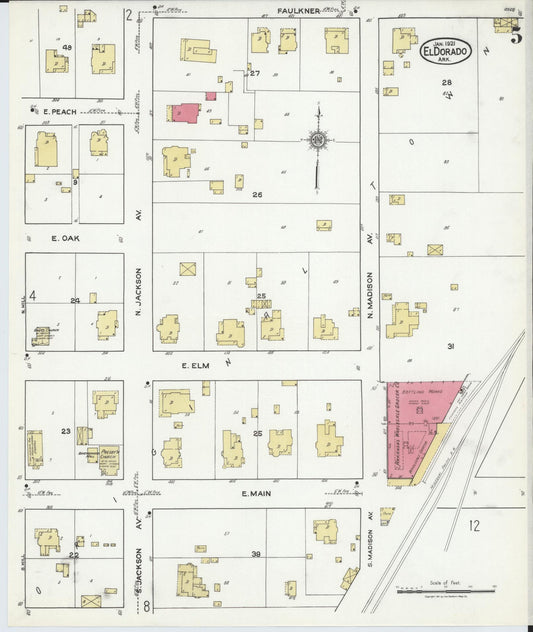 Sanborn Fire Insurance Map from El Dorado, Union County, Arkansas (1921), Sheet #0005 - Historic Sanborn Fire Insurance Map Print, vintage old map wall art, antique decor, genealogy gift, Arkansas Arkansas map