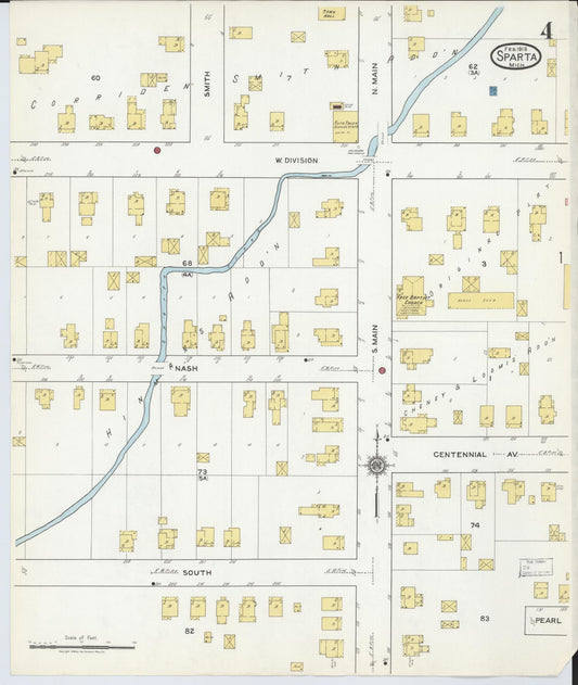 Sanborn Fire Insurance Map from Sparta, Kent County, Michigan (1918), Sheet #0004 - Historic Sanborn Fire Insurance Map Print, vintage old map wall art, antique decor, genealogy gift, Michigan Michigan map